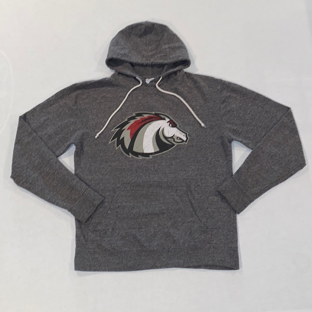 Delta Fleece Women’s Lancaster Bible College grey pullover hoodie size M